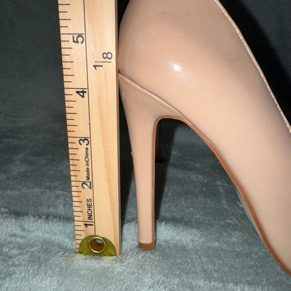 Glaze Womens Pointed Toe Pump 8.5 Nude Patent Faux Leather Stiletto Heel - Picture 9 of 16